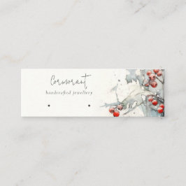 Minitarjeta De Visita Invierno de Nieve Roja Berries Hoops Loop Stud Hol