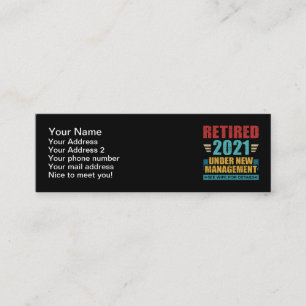 Minitarjeta De Visita Jubilado 2021 bajo nuevo retro de gestión