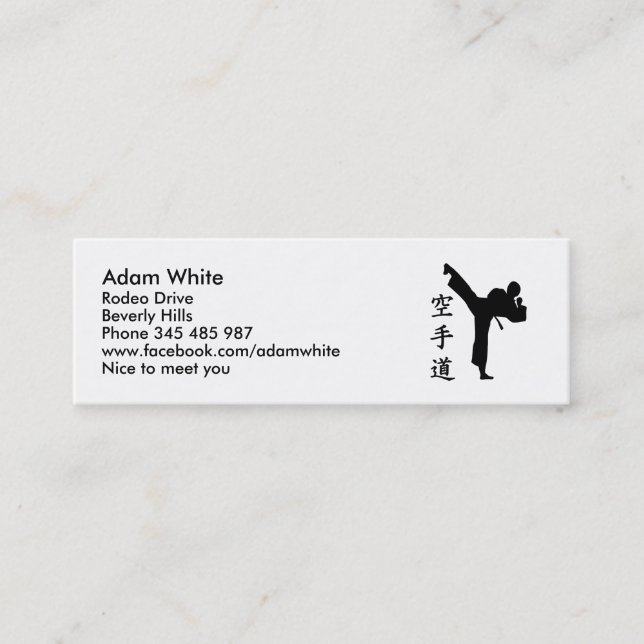 Minitarjeta De Visita Karate Kung Fu (Anverso)