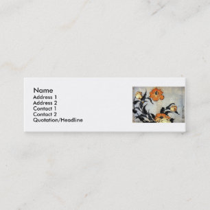 Minitarjeta De Visita Katsushika Hokusai Ukiyo-e Woodcut Print - Poppies