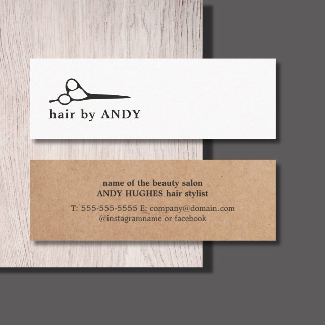 Minitarjeta De Visita Kraft Kraft Black Scissors Hair moderno impreso en (Subido por el creador)