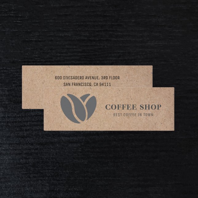 Minitarjeta De Visita Kraft Modern Coffee Shop Black Professional (Subido por el creador)
