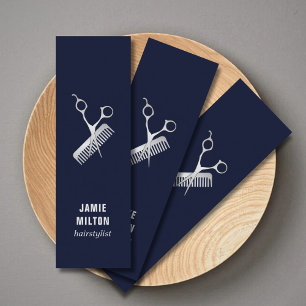 Minitarjeta De Visita La falsa plata azul elegante moderna Scissor el