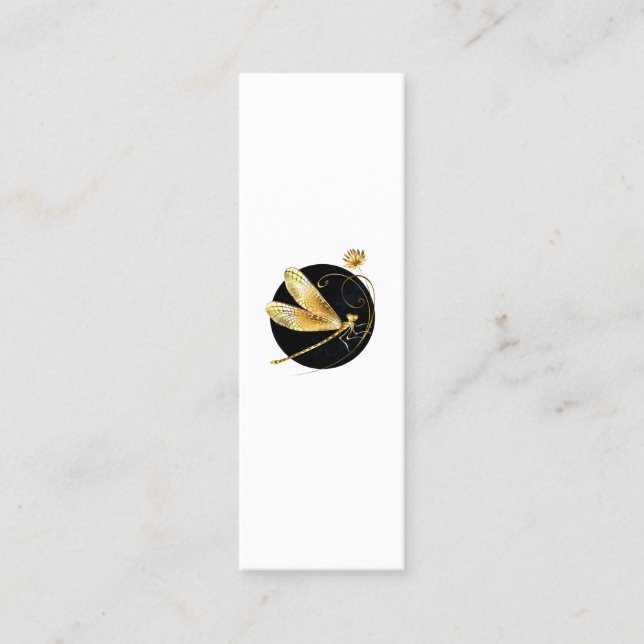 Minitarjeta De Visita La libélula dorada en círculo negro (Anverso)