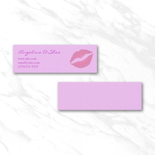 Minitarjeta De Visita Labial rojo rosa (Pink Lipstick Skinny Business Card)