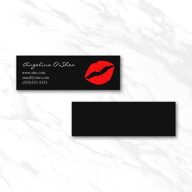 Minitarjeta De Visita Labial rojo y negro (Black and Red Lipstick Mini Business Card)