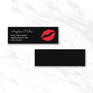 Minitarjeta De Visita Labial rojo y negro fuente caprichosa