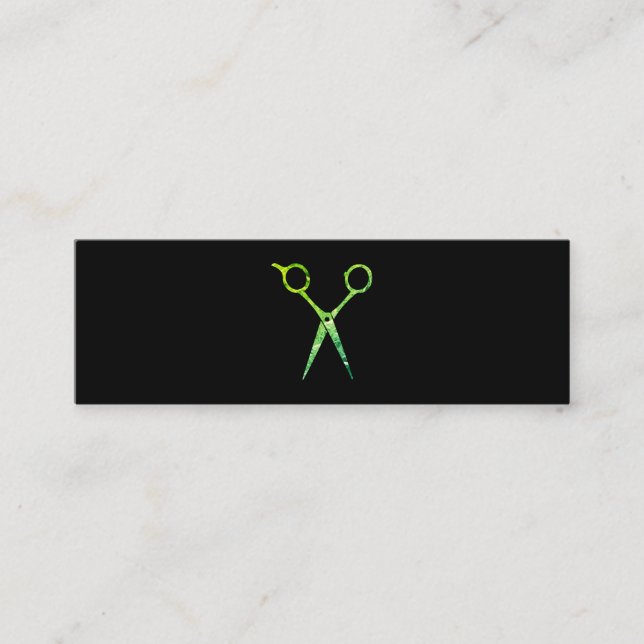 Minitarjeta De Visita Las tijeras verdes de Grunge modernas (Anverso)