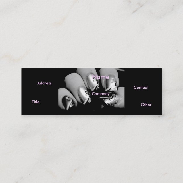 Minitarjeta De Visita Las uñas Manicuristas En Blanco Y Negro (Anverso)