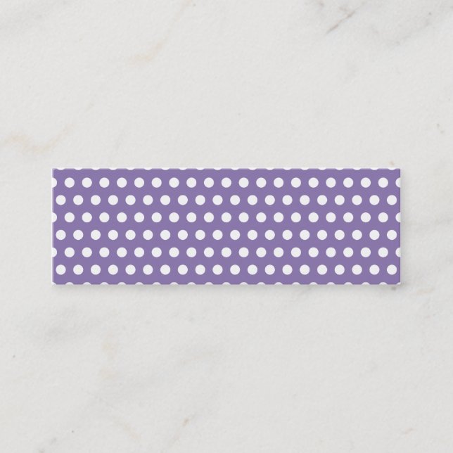 Minitarjeta De Visita Lavanda oscura con puntos de Polka Blanco (Anverso)