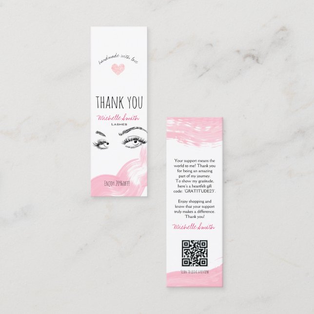 Minitarjeta De Visita Lázagos de maquillaje Filo Rosado Gracias Descuent (Anverso / Reverso)