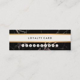 Minitarjeta De Visita Lealtad de mármol negra moderna minimalista de la