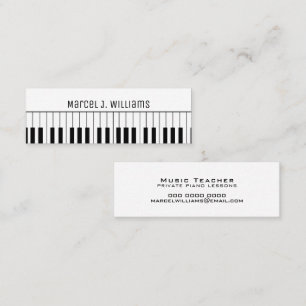 Minitarjeta De Visita Lecciones de piano Profesor de música blanco