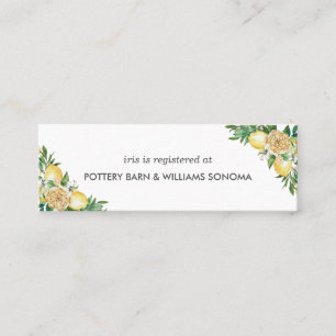 Minitarjeta De Visita Lemon Citrus Floral Bridal Registry Card Mini