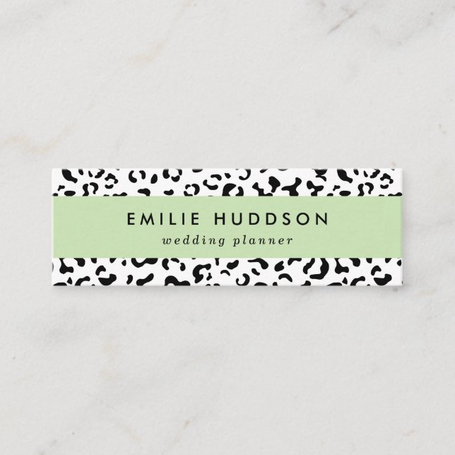 Minitarjeta De Visita Leopard Print, Leopard Spots, Negro Y Blanco (Anverso)