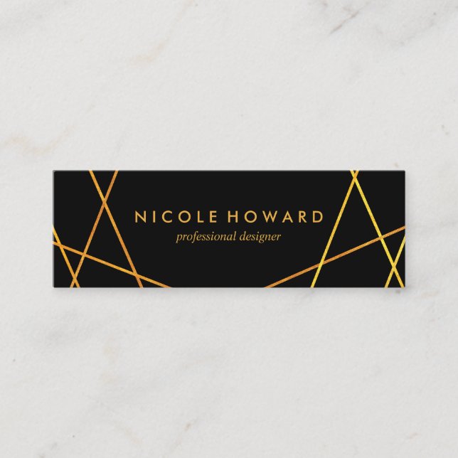 Minitarjeta De Visita Líneas de oro exquisitas en blanco negro (Anverso)