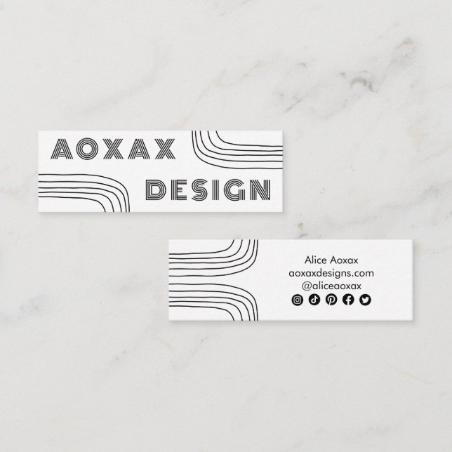 Minitarjeta De Visita Líneas minimalistas Resumen Formas Gráficas Únicas (Anverso / Reverso)