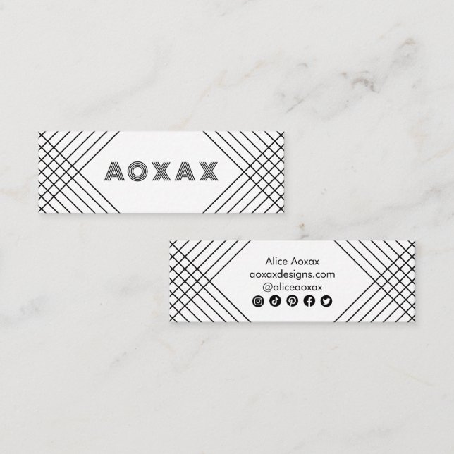 Minitarjeta De Visita Líneas minimalistas Resumen Formas Gráficas Únicas (Anverso / Reverso)