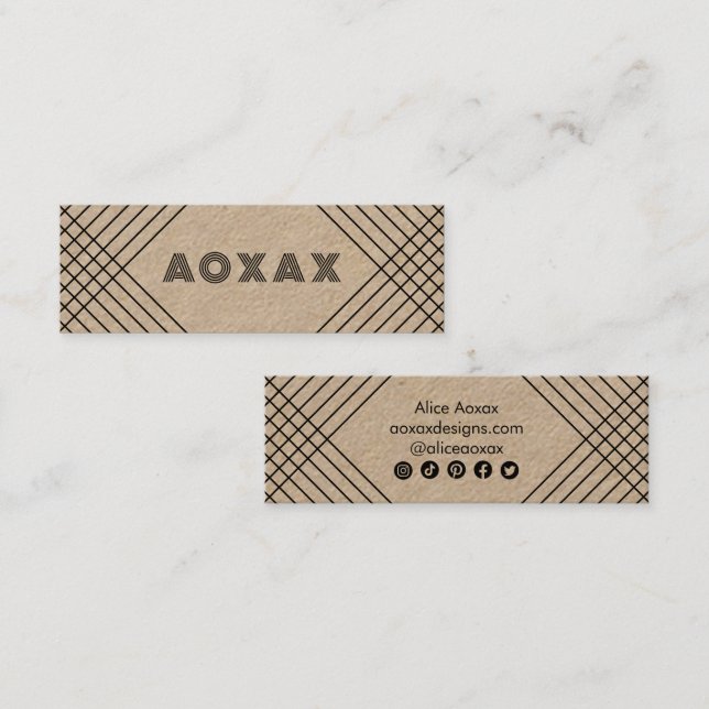 Minitarjeta De Visita Líneas minimalistas resumen KRAFT gráfico único (Anverso / Reverso)