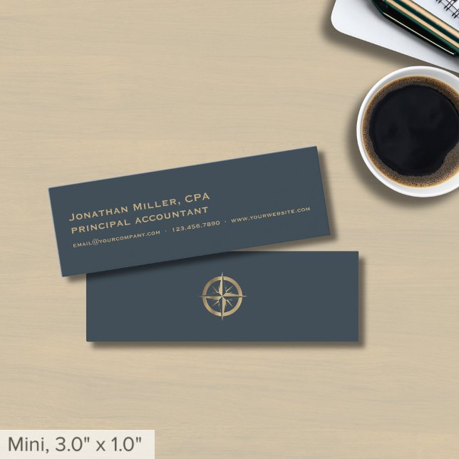 Minitarjeta De Visita Logotipo de brújula gris simple (Subido por el creador)