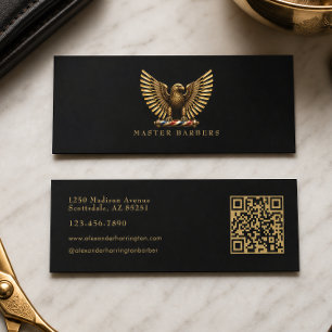 Minitarjeta De Visita Logotipo de la Barbería Luxury Golden Eagle Peluqu