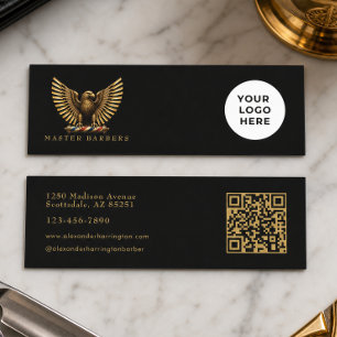 Minitarjeta De Visita Logotipo de la Barbería Luxury Golden Eagle Peluqu