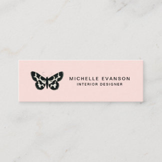 Minitarjeta De Visita Logotipo de mariposa rosa claro bonito Moderno