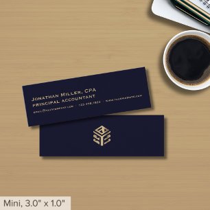 Minitarjeta De Visita Logotipo de oro azul de la marina simple