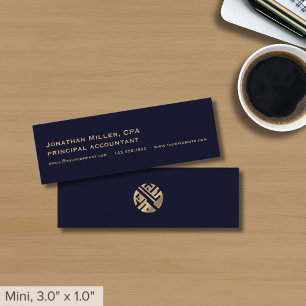 Minitarjeta De Visita Logotipo de oro azul de la marina simple