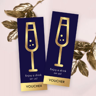 Minitarjeta De Visita Logotipo Navy & Gold Elegante Evento Bebida gratis