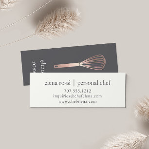 Minitarjeta De Visita Logotipo Rosa Gold Whisk   Panadería De Comedor De