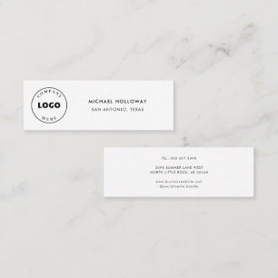 Minitarjeta De Visita Logotipo simple Minimalista Blanco blanco simple