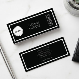 Minitarjeta De Visita Logotipo Simple Moderno Artista de Pestañas Negro 
