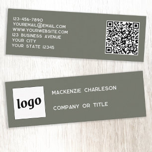 Minitarjeta De Visita Logotipo simple y verde sabio del código QR