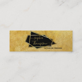 Minitarjeta De Visita Lujo Elegante Glitter de Oro Mármol Script