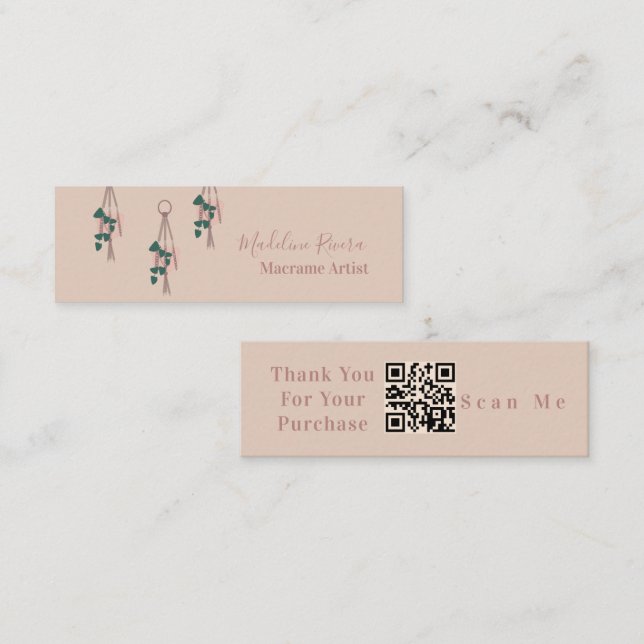 Minitarjeta De Visita Macrame Artist Handmade Hanging Plants Earthy (Anverso / Reverso)