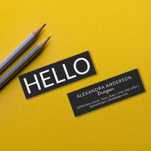 Minitarjeta De Visita Magnífica tipografía minimalista Hola elegante mod