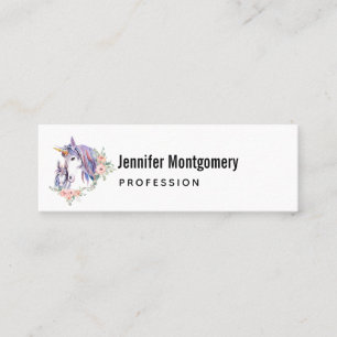 Minitarjeta De Visita Magnífica unicornio, mamá y bebé acuarela
