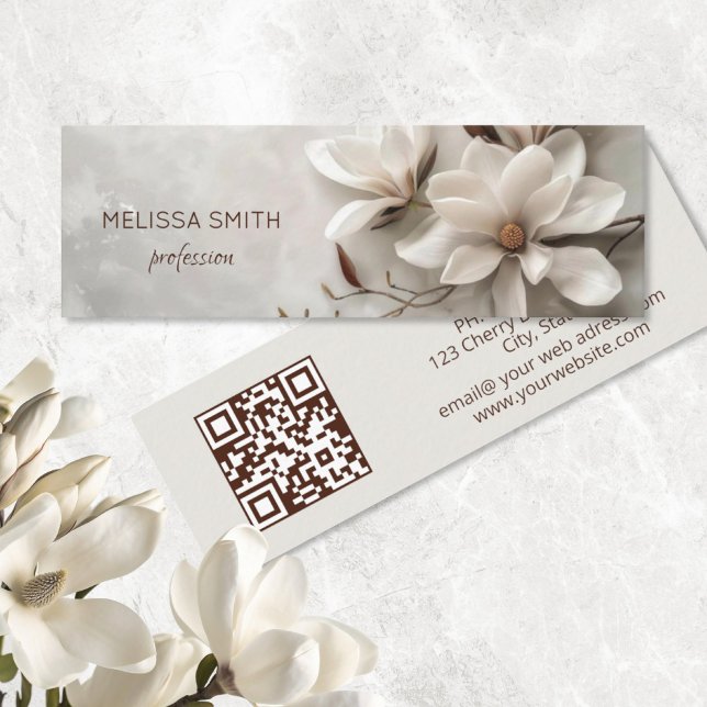 Minitarjeta De Visita Magnolia 3D blanco elegante (Subido por el creador)