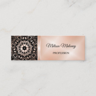 Minitarjeta De Visita Mandala floral negro Rosa