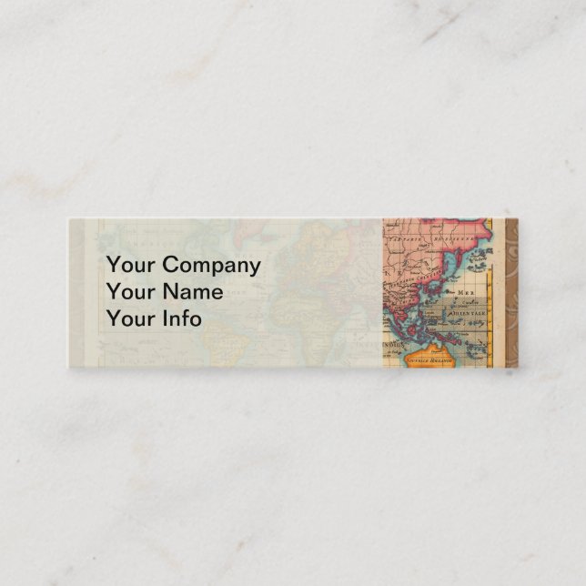 Minitarjeta De Visita Mapa mundial de los antiguos continentes de los añ (Anverso)