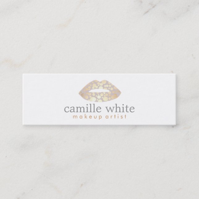 Minitarjeta De Visita Maquillaje Artista Oro Lips Mini (Anverso)