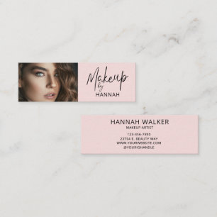 Minitarjeta De Visita Maquillaje de foto con escritura en rosa rubor