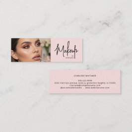 Minitarjeta De Visita Maquillaje de foto con escritura negra y rosa sonr