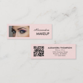 Minitarjeta De Visita Maquillaje de foto con guión negro rosa sonrosado