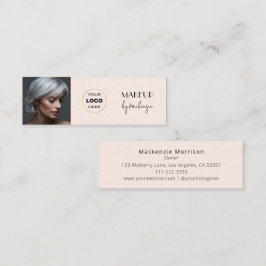 Minitarjeta De Visita Maquillaje de foto con guión negro rosa sonrosado