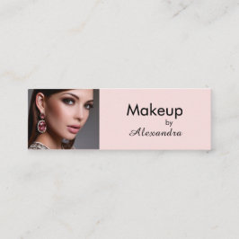 Minitarjeta De Visita Maquillaje de foto con guión negro rosa sonrosado