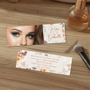 Minitarjeta De Visita Maquillaje de Foto con Letra Acuarela Elegante
