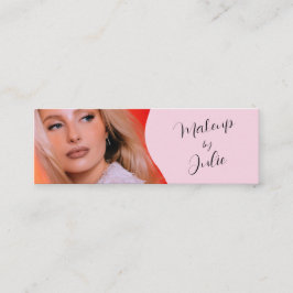 Minitarjeta De Visita Maquillaje de foto con letra negra y rosa claro