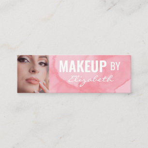 Minitarjeta De Visita Maquillaje de Foto en Acuarela Rosa Coral Sonrojad